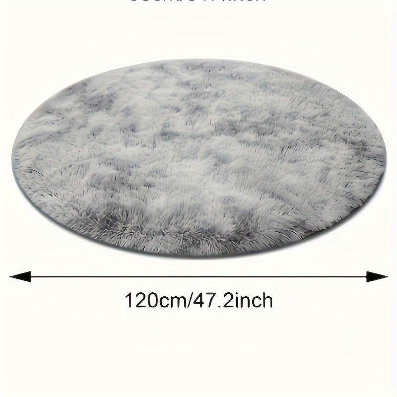 1pc Gray Round Plush Rug - Non-slip, Fluffy Mat For Living Room, Bedroom, Indoor Home Decor, , Polyester Fiber, Ideal For Christmas And Other Holidays