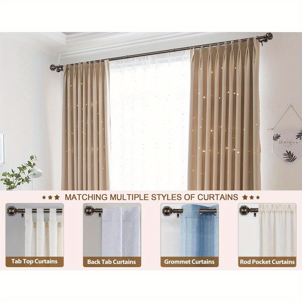 1 Inch Double Curtain Rods 140 To 195 Inches, 1216 Feet, Telescoping