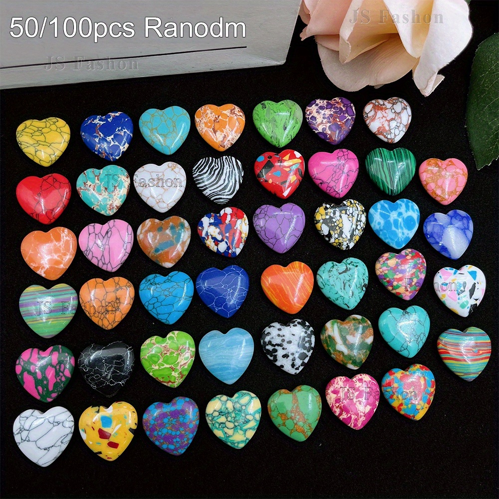 

50/ Pieces Heart-shaped Stone, Vibrant Rainbow Hearts Pattern, Ideal For Spiritual , Meditation, Gifts, , Christmas, Halloween And New Year's Gift