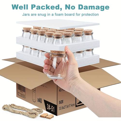 40pcs glass candy jar with cork lid 3 4 oz small glass bottle suitable for wedding gifts party gifts candy gift jars with hemp rope and label
