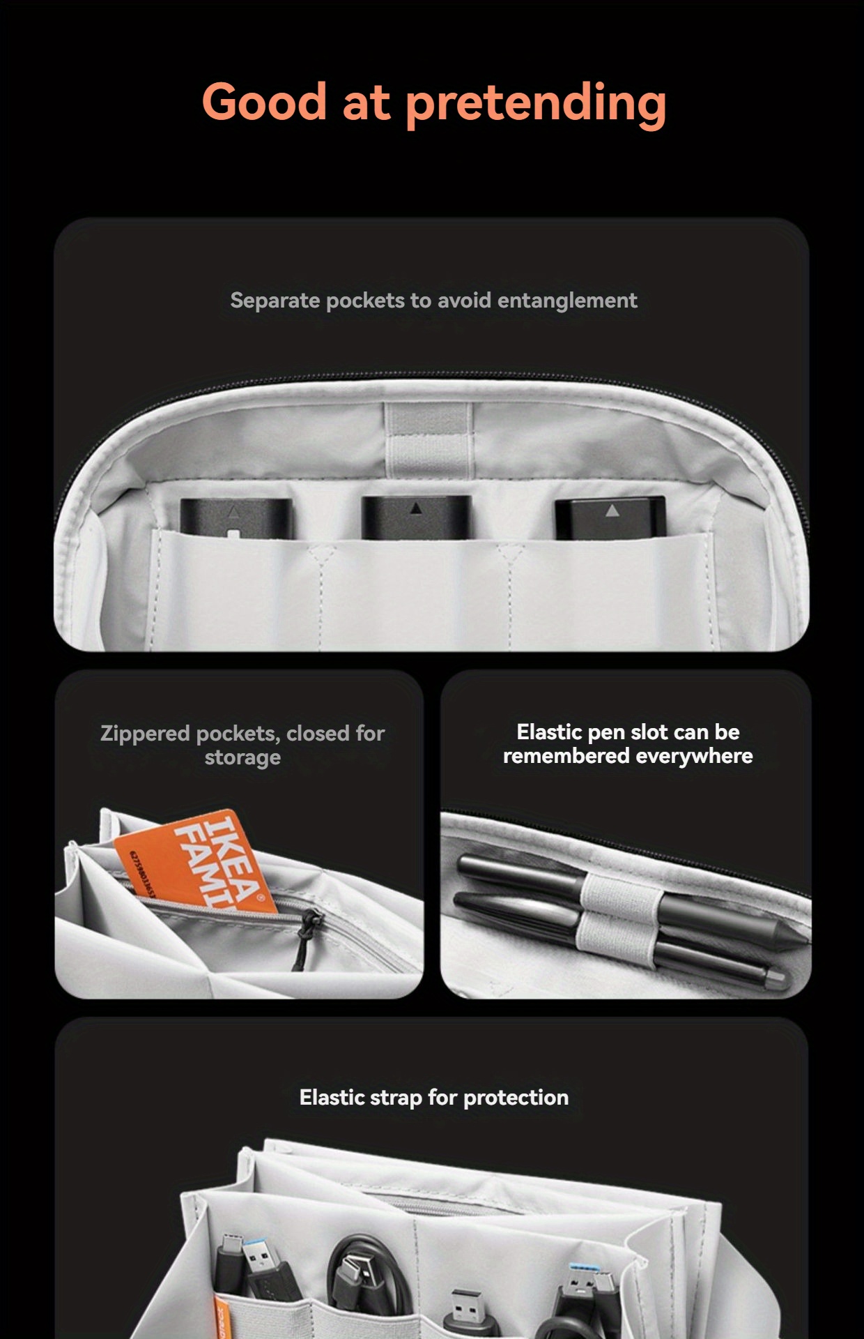 digital storage bag data cable volcano storage bag travel crossbody bag power bank protective bag portable bag suitable for men and women ideal gift for mothers day fathers day halloween thanksgiving christmas new year valentines day Product details 4