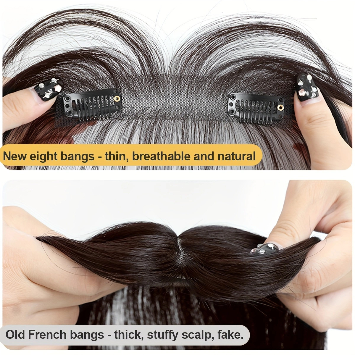 unisex sports   hair wig bangs natural fluffy 3d french bangs hairpiece light thin forehead fringes suitable for all people details 4