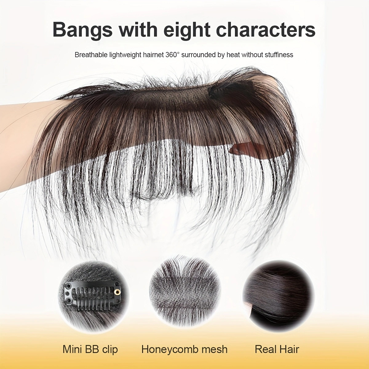 unisex sports   hair wig bangs natural fluffy 3d french bangs hairpiece light thin forehead fringes suitable for all people details 5