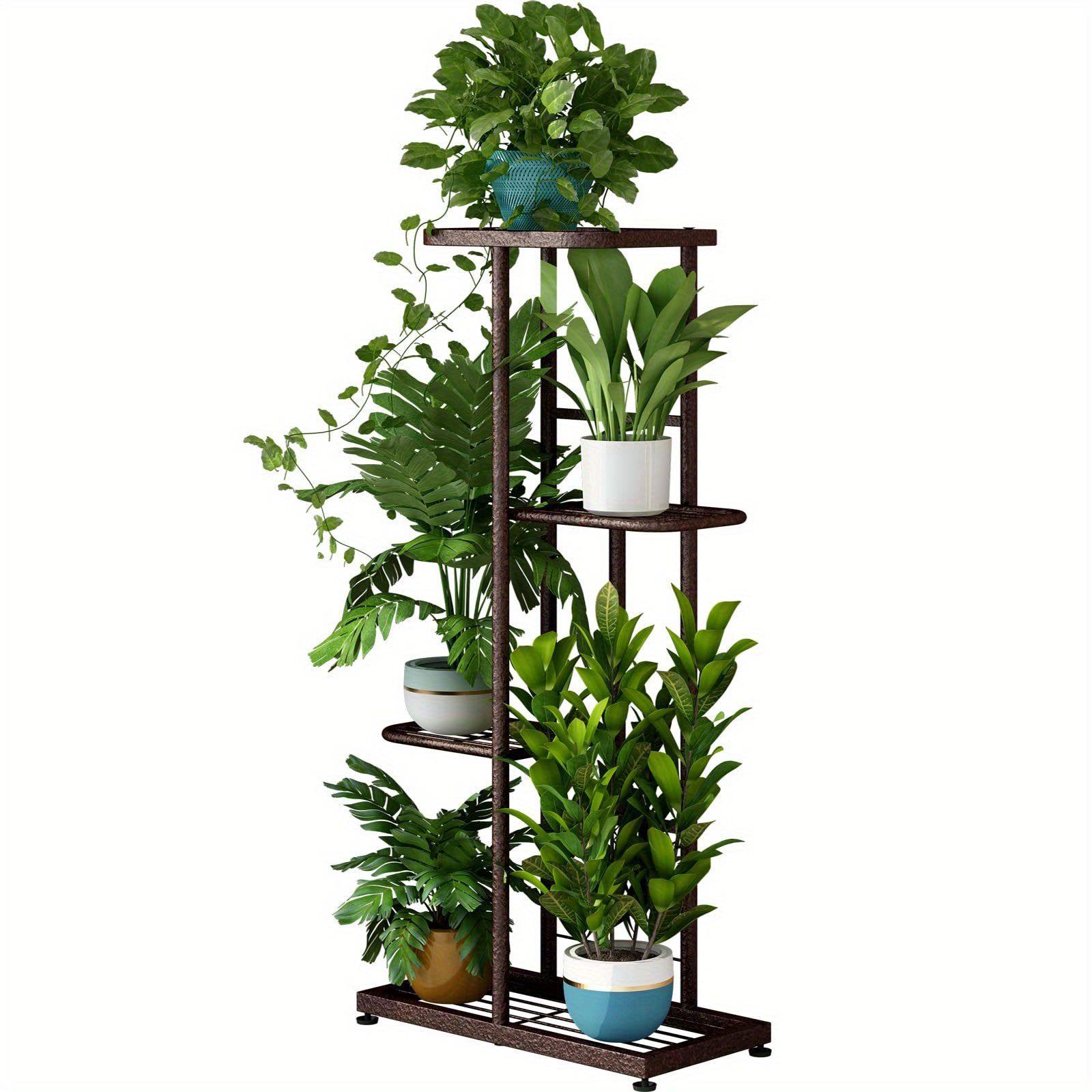 

A Flexible Metallic Structure With 4 Tiers, To A Of Plant Pots. This Stand Indoors Or Outdoors For Displaying Your Planters, Patio Corners, , Or Balcony Areas.