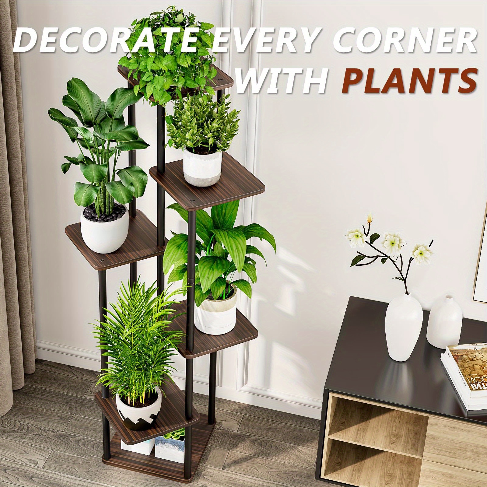 Metal Tall 6 Tier Plant Stand Indoor Outdoor, Upgrade Tiered Corner Plant  Shelf for Multiple Plants, Heavy * Holder Display Rack for Patio Garden *  Room