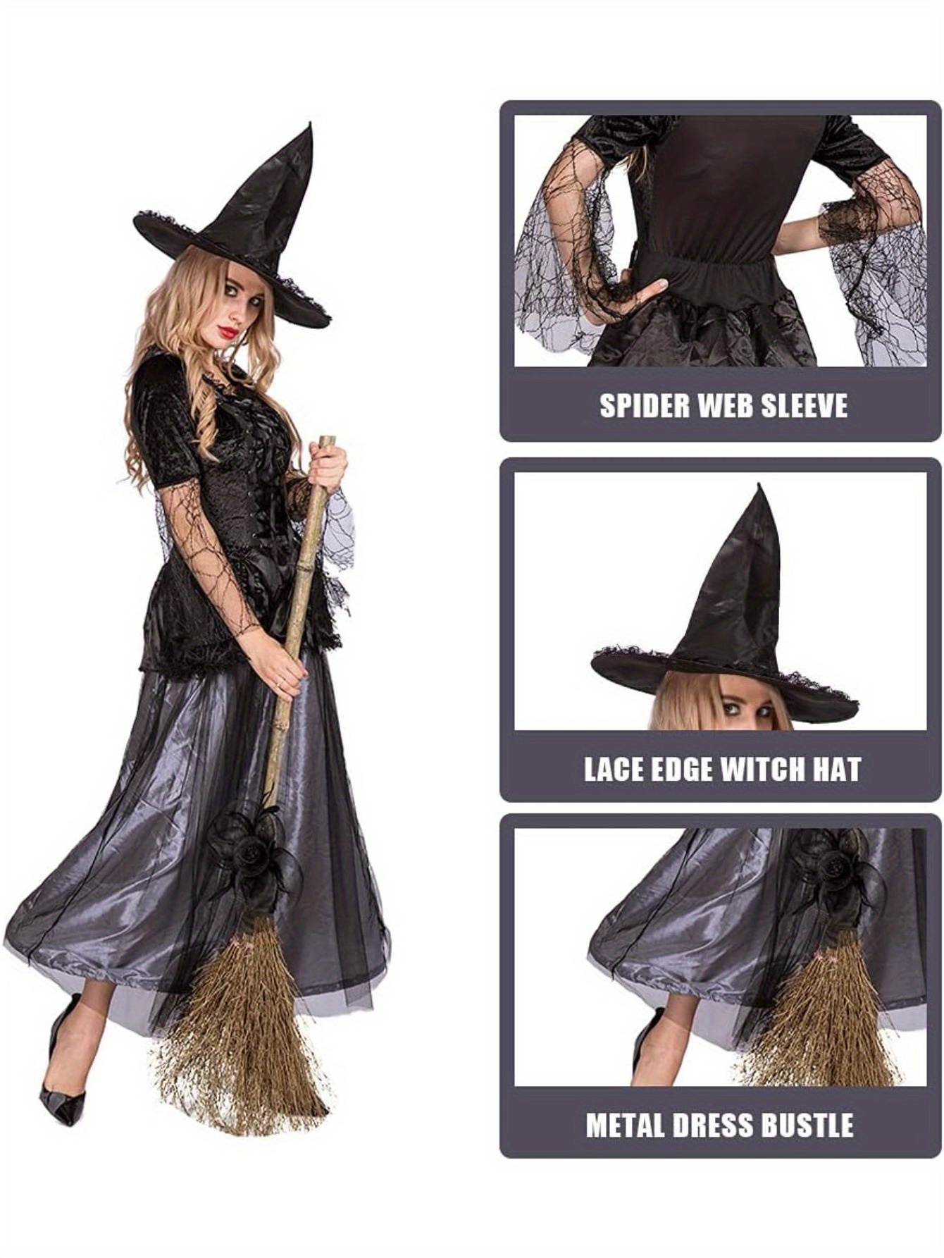 black dress for witch costume Halloween Wicked Costume Elphaba Dress Witch Cosplay With Hat