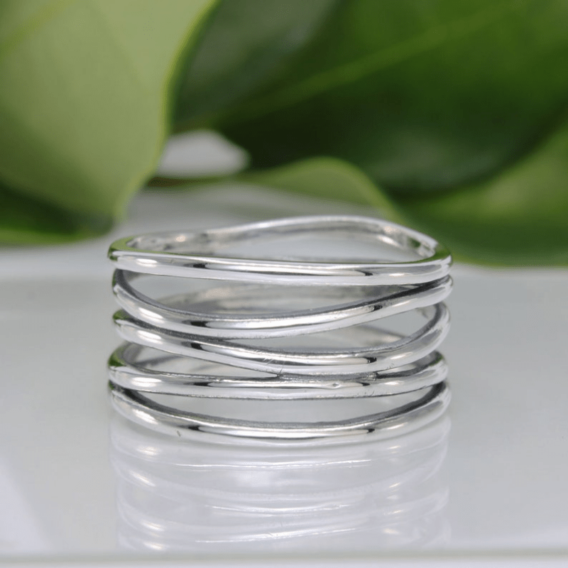 

Simple Classic Bohemian Wide Lines Intertwined Wrap Thumb 5 Row Woman Ring Is Suitable For Everyday Party Banquet Gifts