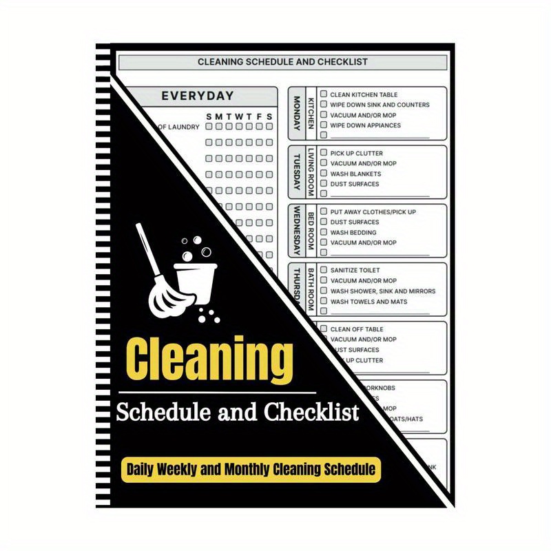 

Household Cleaning Schedule Planner - Daily, Weekly, Monthly Checklist, 8.5x11.5 Inch, Paper Material, Easy-to- Cleaning Organizer