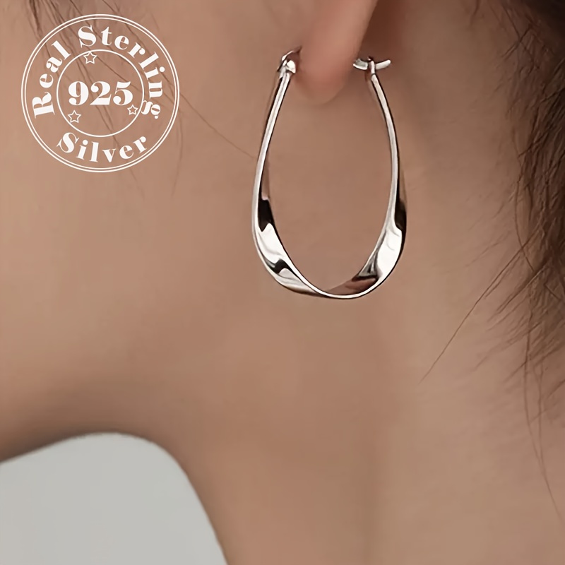 

Elegant S925 Sterling Silvery Twist Hoop Earrings For Women - Hypoallergenic, Perfect Gift For Her,