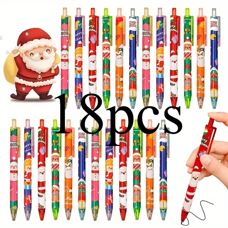 Image of 18pcs Christmas Decoration Press Neutral Pen Cute Stationery Set Cartoon Signature Pen Office Supplies Christmas Gift 0.5mm