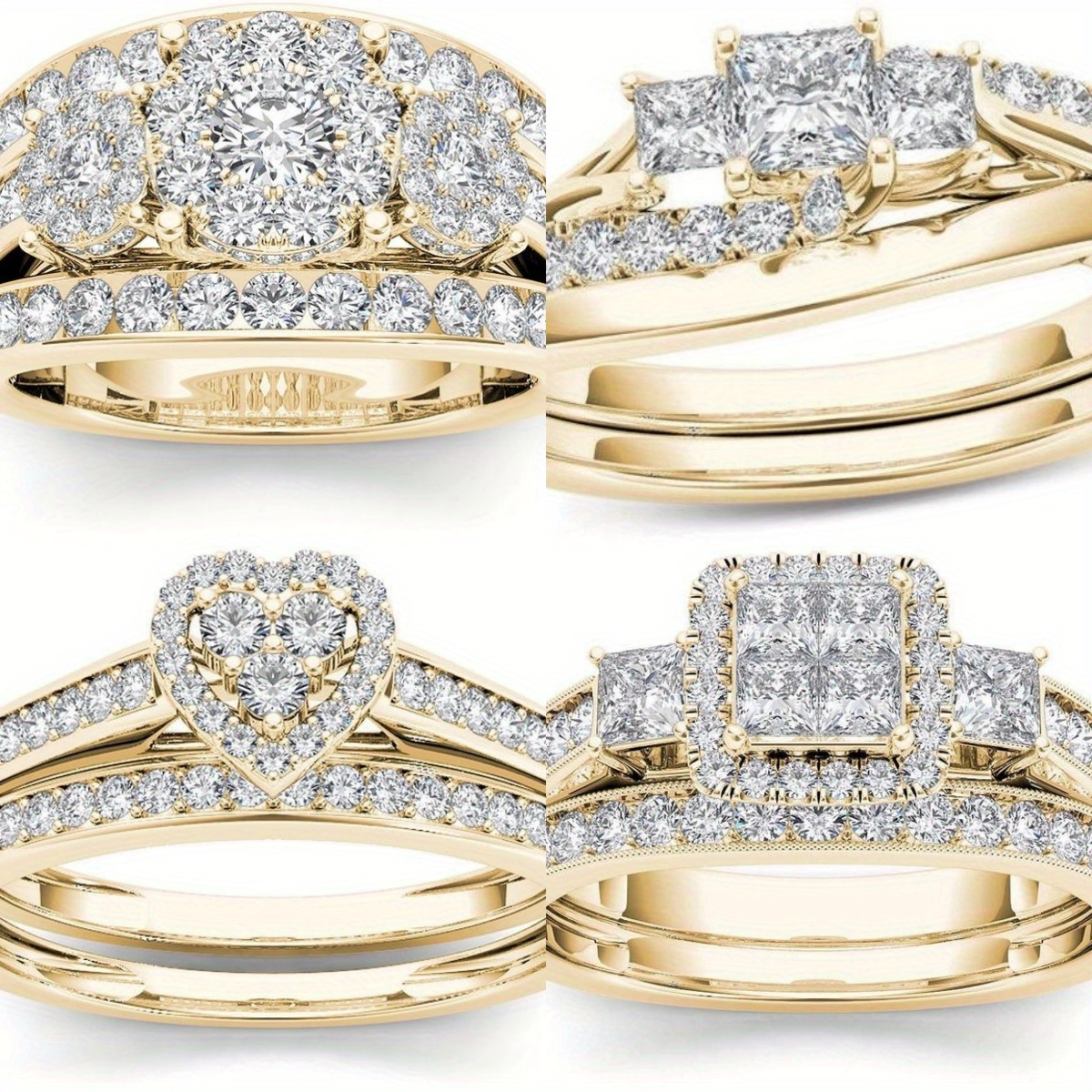 

4 Pairs Of Light Luxury Senior Emotional Zircon Ring, Suitable For Wedding Engagement Wedding Ring, Simple Ring