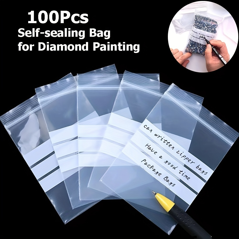 

Pack Plastic Self-sealing Bags With Labels - Clear Organizer For Diamond Painting, Embroidery Accessories, Beads & Gems - Gift Wrap Storage