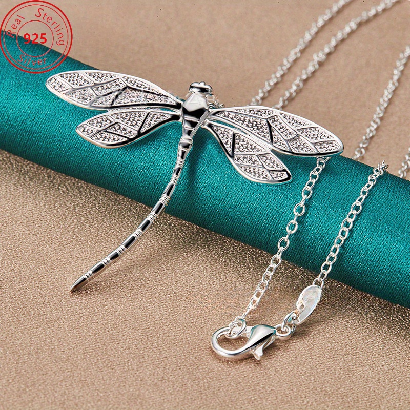 

A Silvery Dragonfly Necklace Pendant S925 Sterling Silver - Combining Silvery Jewelry With A Fashionable - Suitable For And Parties - A Trendy And Gift For Men And Women