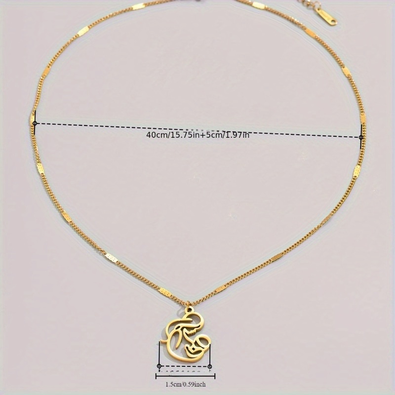 Stainless Steel Openwork Geometric Mary-shaped Pendant Necklace