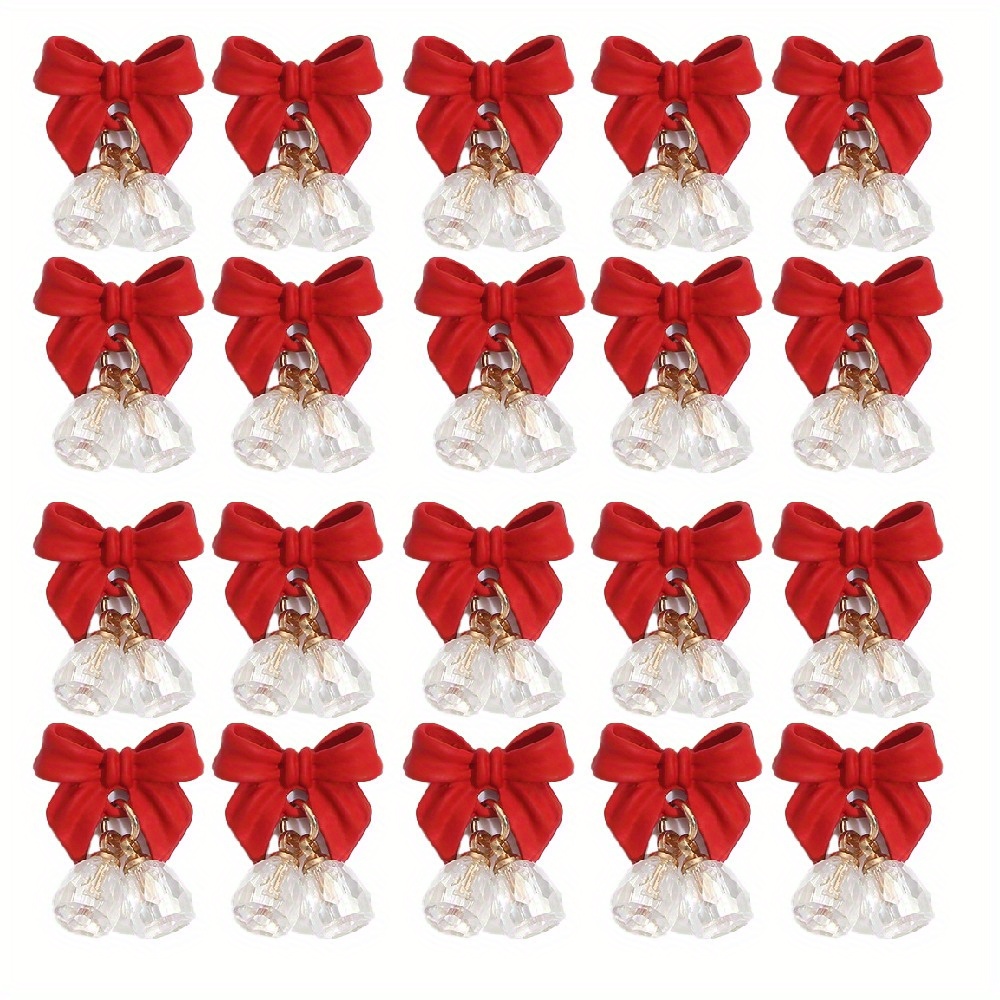 TEMU Set Of 20 Christmas Bell Bowknot Charms - Ideal For Jewelry Like Earrings, Bracelets, And Necklace Pendants - Charms Perfect For Crafts And Nail
