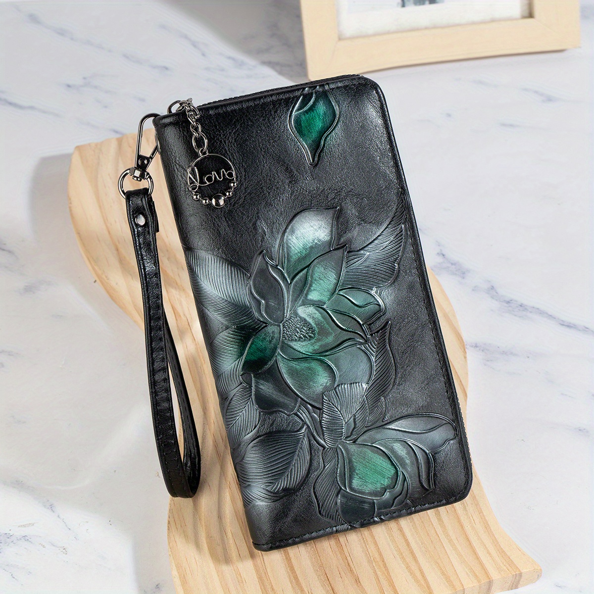 Image of Guangzhou 's Handbag Wallet Long Coin Purse Debossed Pattern Zipper Wallet Multi-card Slots Handbag Phone Pouch Coin Purse