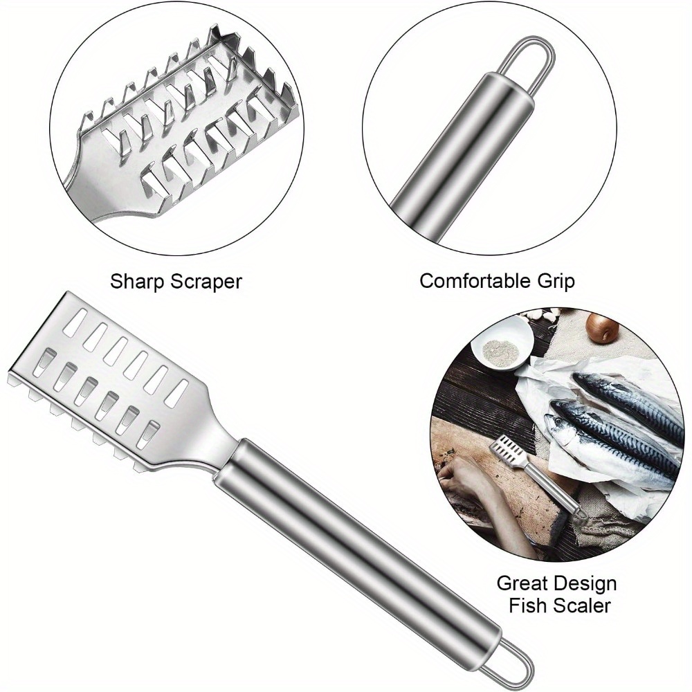 3pcs with serrated edge fish scale scraper, stainless   scale removal brush, multifunctional seafood knife, fish scale remover, fish scale planer, kitchen tool, it can remove fish scales faster and easier Product details 8