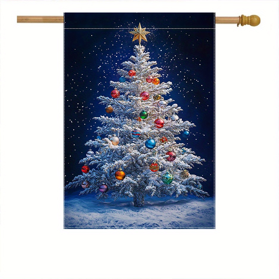 

1pc, 28x40 Inches Double-sided Christmas Tree Garden Flag, Polyester, Outdoor Lawn Decoration, Yard Banner, No Power Needed