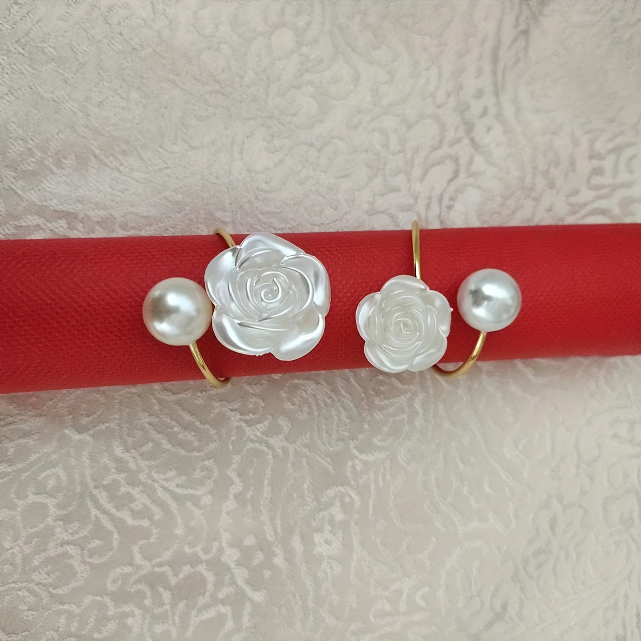 12pcs adjustable cast pearl napkin rings elegant Temu Oman