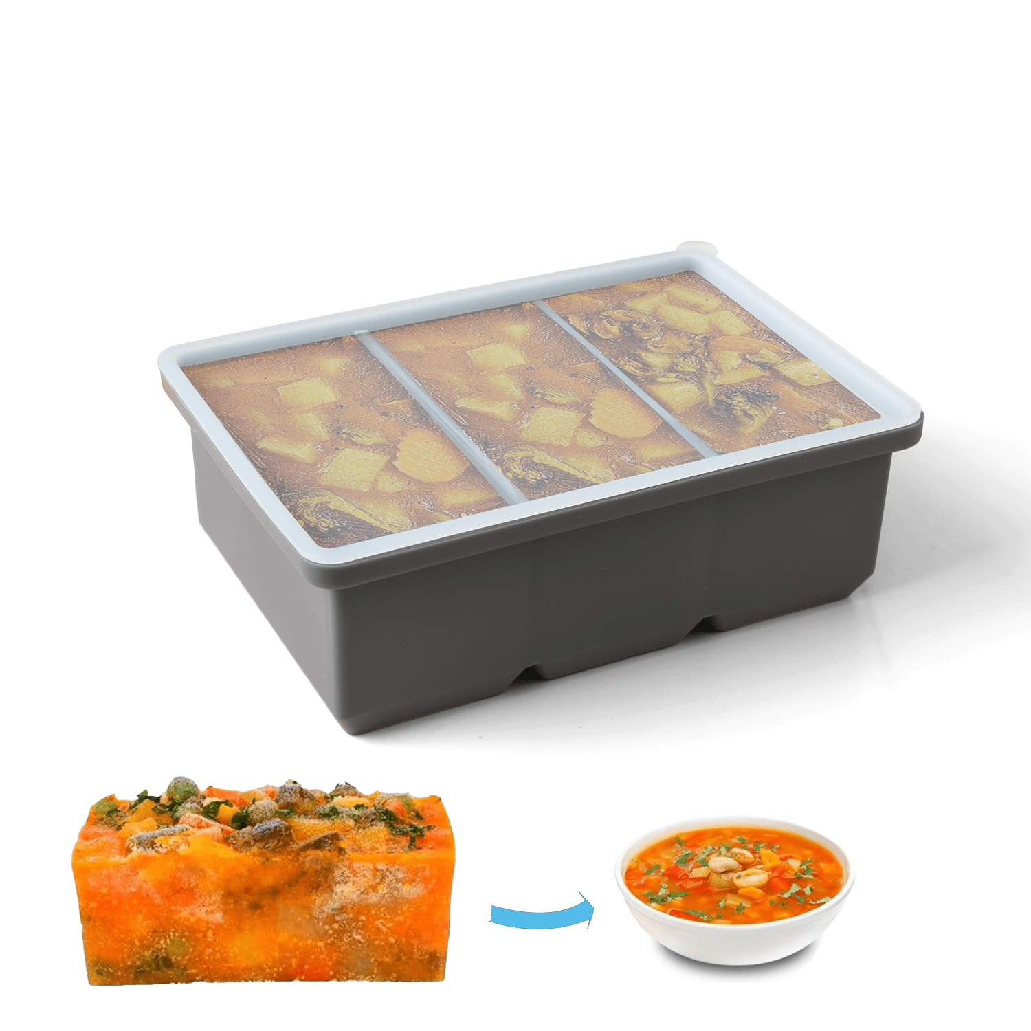 

1 Pack Silicone Freezer Tray With Flexible Lid, Large 1-cup - Dishwasher Safe, Ideal For Storing Soups, , And Sauces