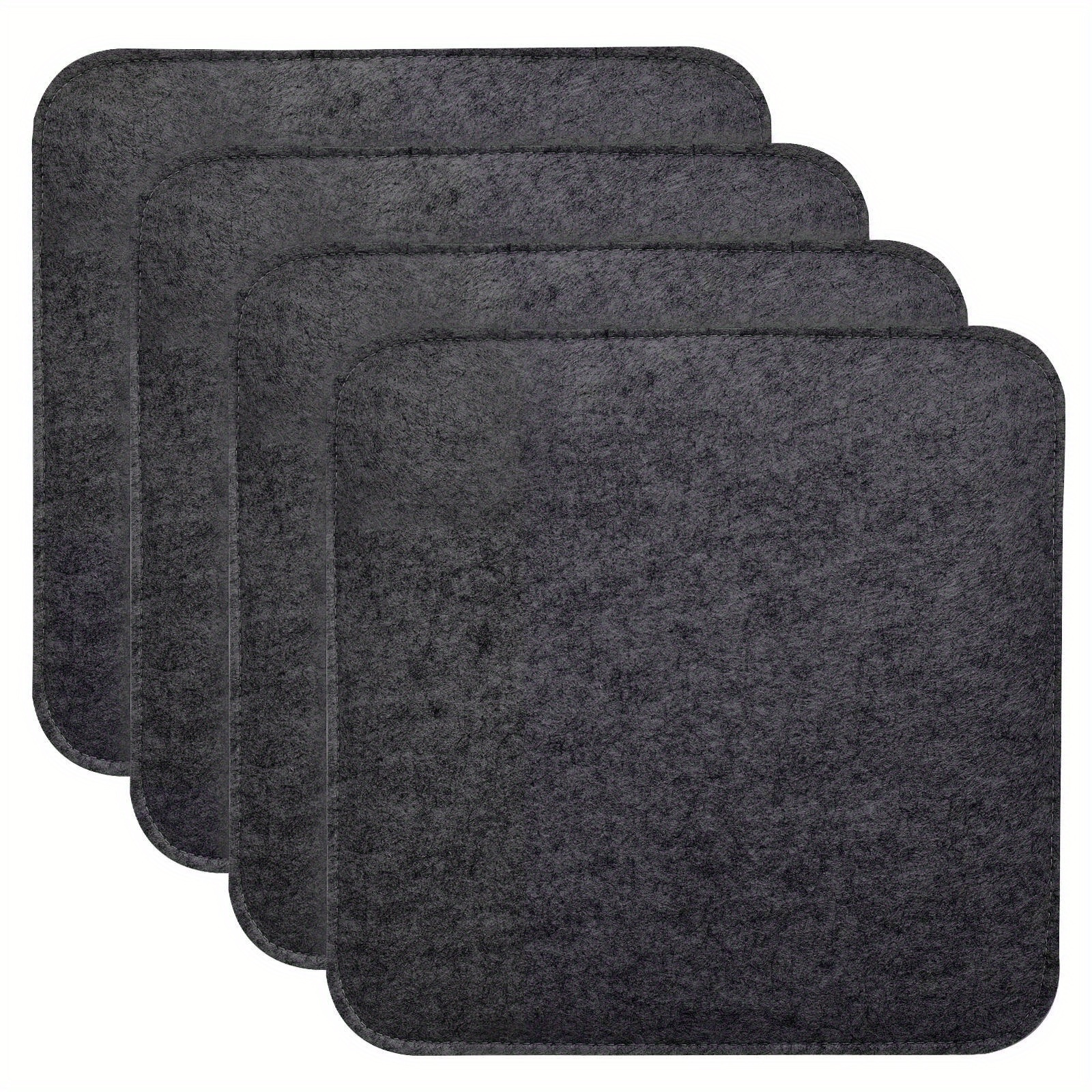 Set Of 4 Chair Cushions, Round Felt Seat Cushions, 35cm Seat Pads With Non-slip