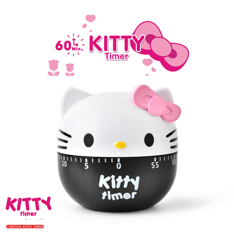 Sold 8537 [Sanrio Official License] Hello Kitty 60-minute Mechanical Countdown Timer - Cute cute cute design, with a pink bow, easy to use, loud bell alarm, durable ABS structure, perfect for cooking, baking, learning and exercising, kitchen timer