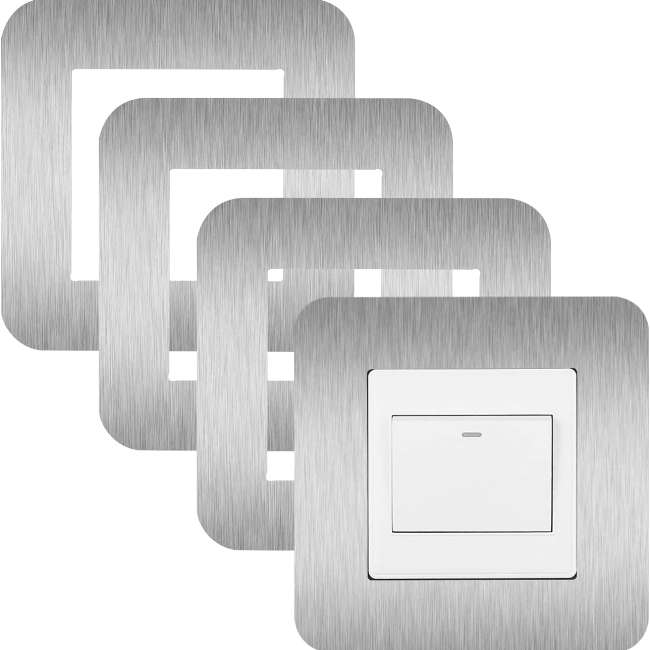 4pcs Light Switch Cover Plates, 14.6 X 14.6cm Square Switch Surround Frame, Wall For Home Wall Switch Decoration Socket Stickers Decorations For Home, Living Room, Office