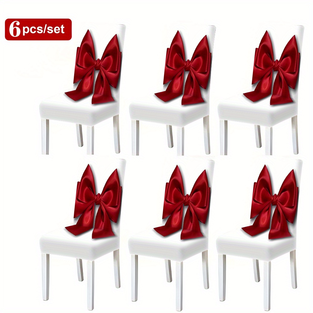 TEMU 2/4/6 pièces de Housses de Chaise Extensibles Imprimées avec Nœud Papillon, Housses de Chaise de Salle à Manger, Housses de Protection de