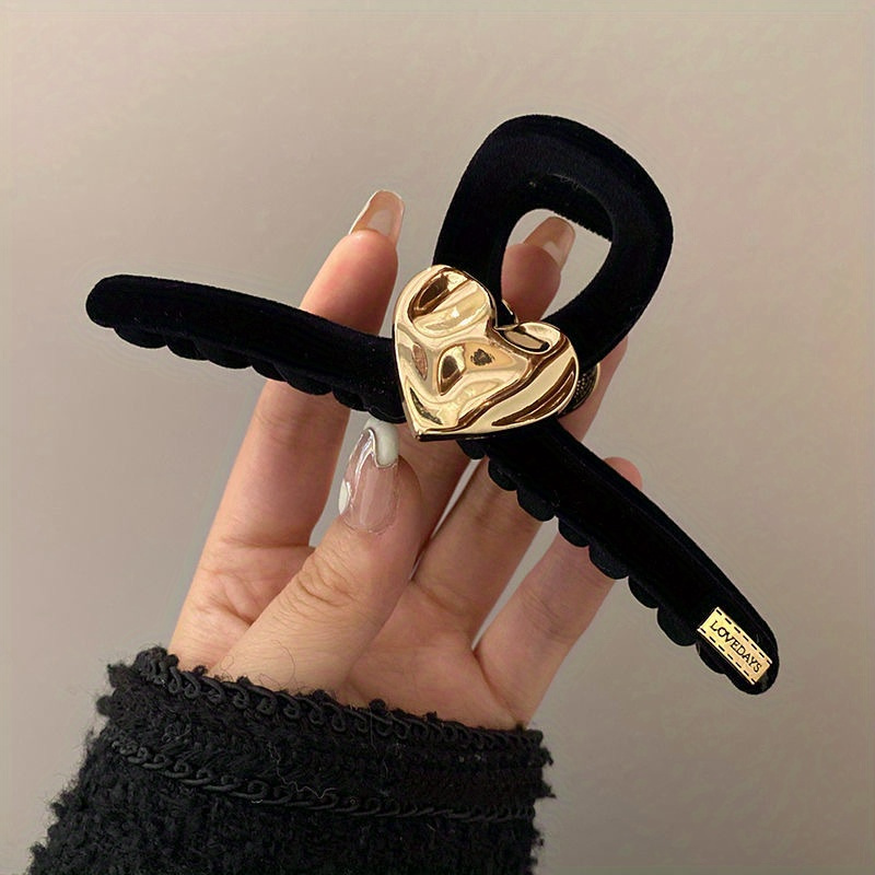 Elegant Vintage Heart-shaped Hair Claw - Acrylic, Ponytails & Updos