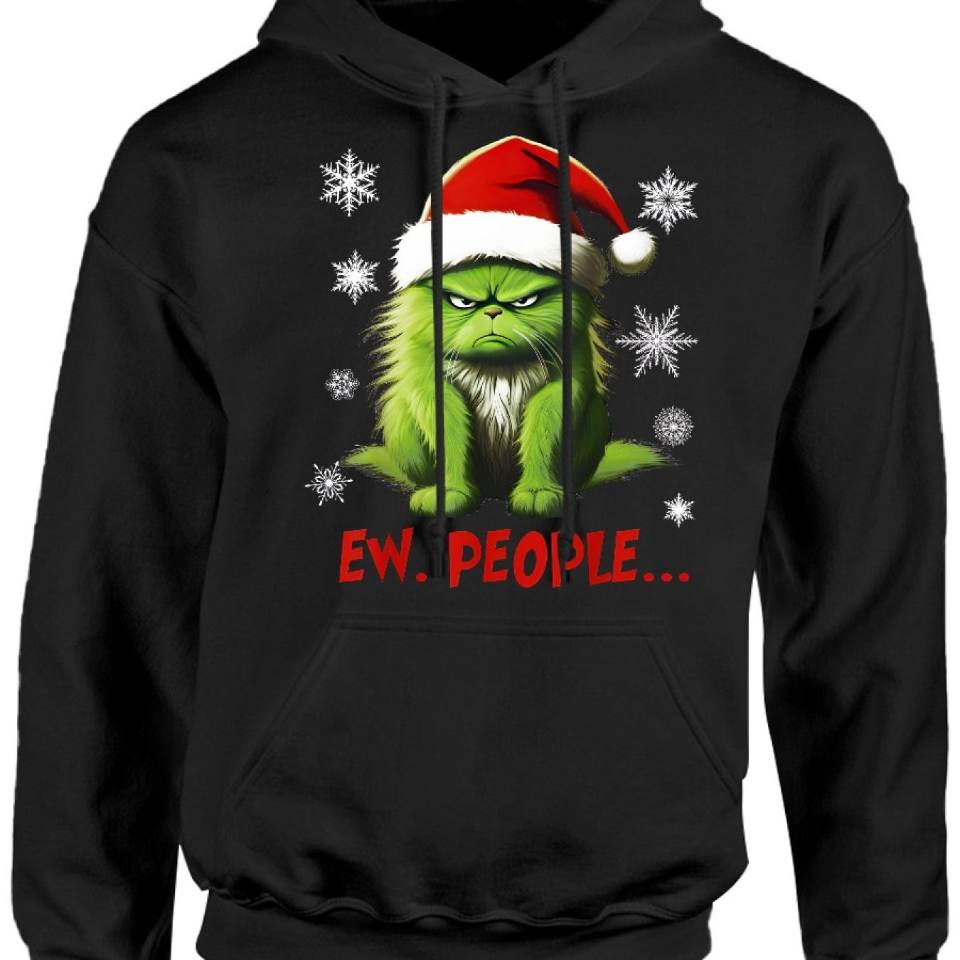 

Christmas Cat Ew People Cat Lovers Cozy Pullover Hoodie, Casual Long Sleeve Crew Neck Hoodie