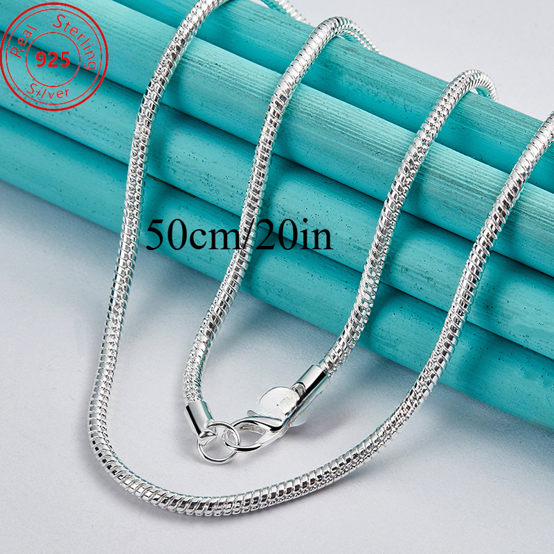 TEMU A 3mm Snake Chain Necklace Made Of S925 Sterling Silver - A Stylish And Minimalist Style With Delicate Silvery Jewelry - Suitable For And Parties - A Trendy And Gift For Men And Women