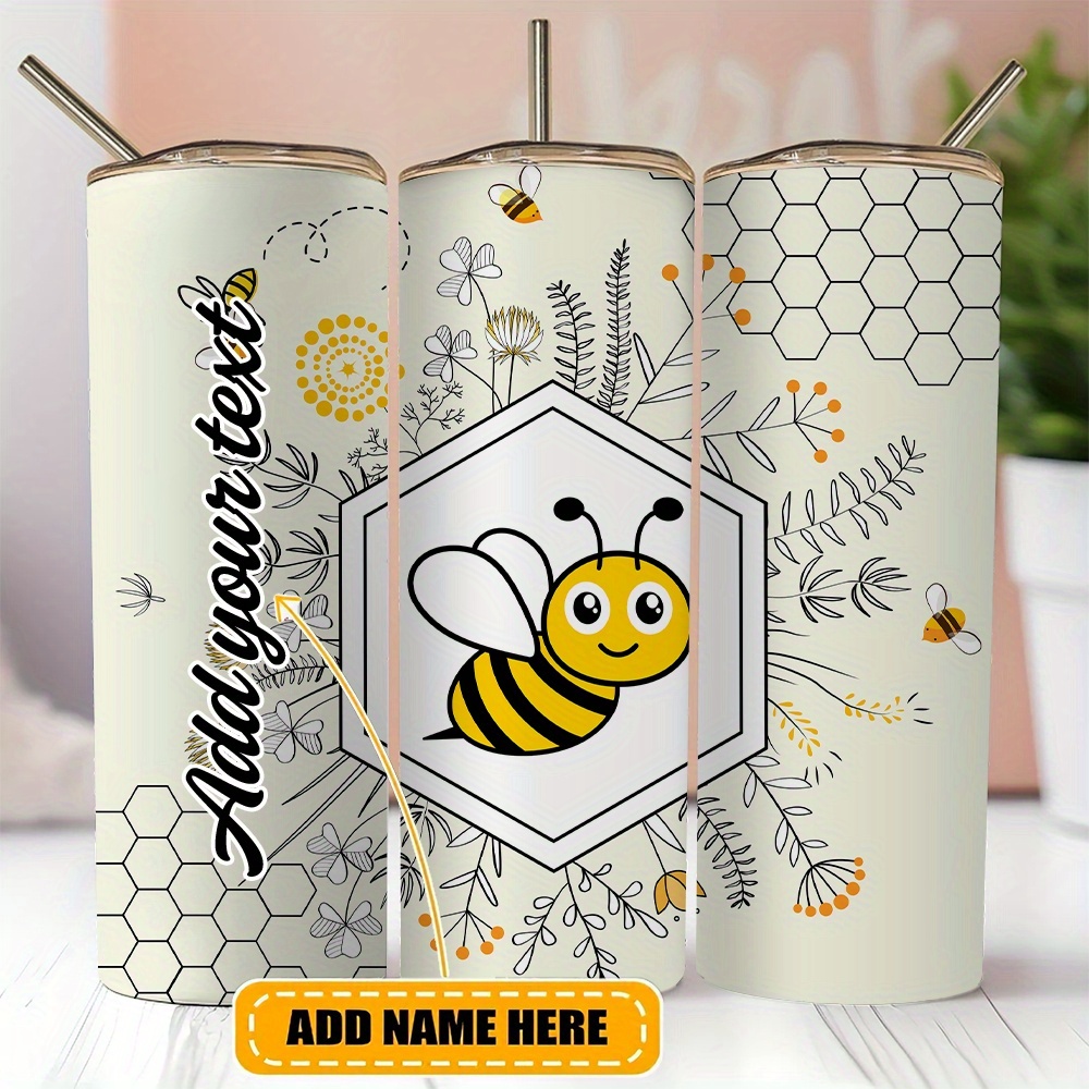 

Custom Name 1pc 20oz Bee Stainless Steel - Insulated, Leak-proof Lid & Straw