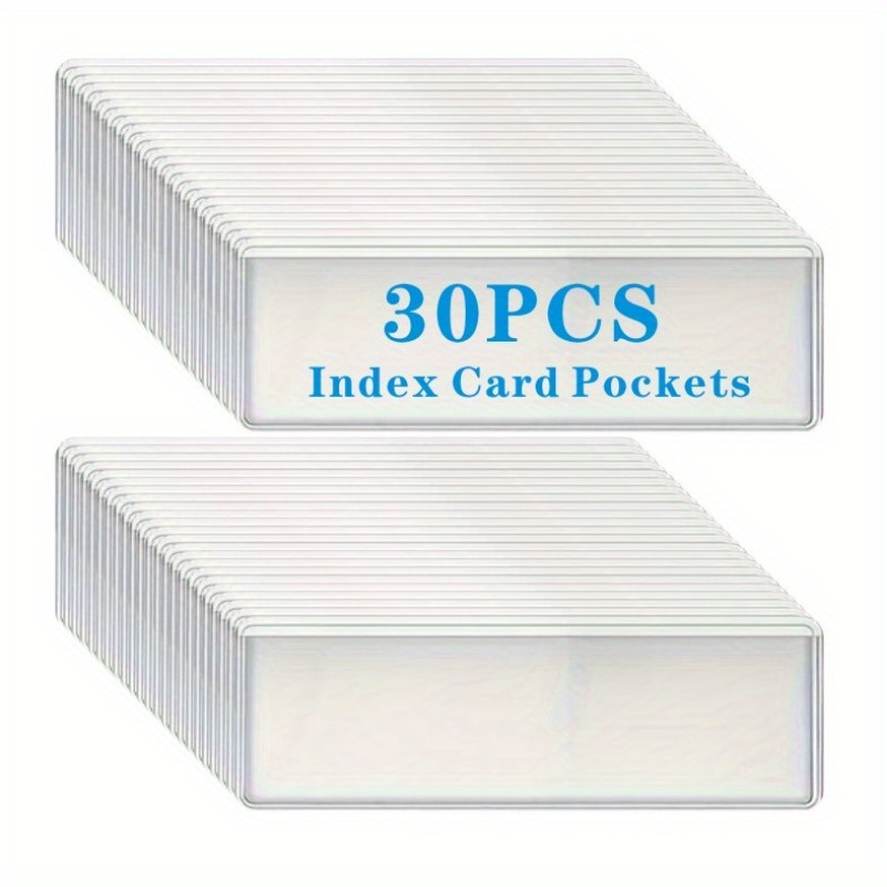 

30pcs Self-adhesive Index Card Pouches, 2.95" X 1.25" Clear Pvc Label Sleeves With Top Opening For Easy Loading & Protection - Office, School & Home Use