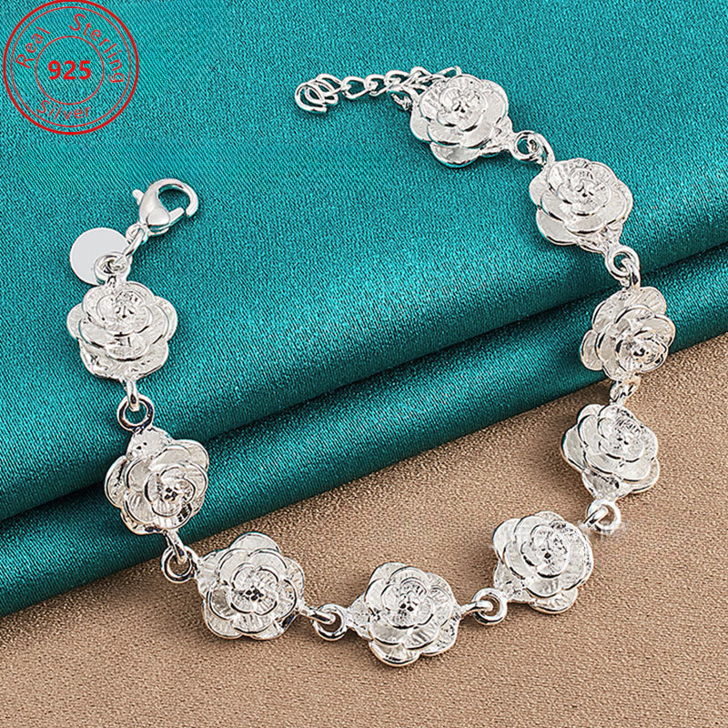 

S925 Sterling Bracelet - Stylish Elegant With Silver Ornaments - Wear And Party - Ladies Trend Charm Gift