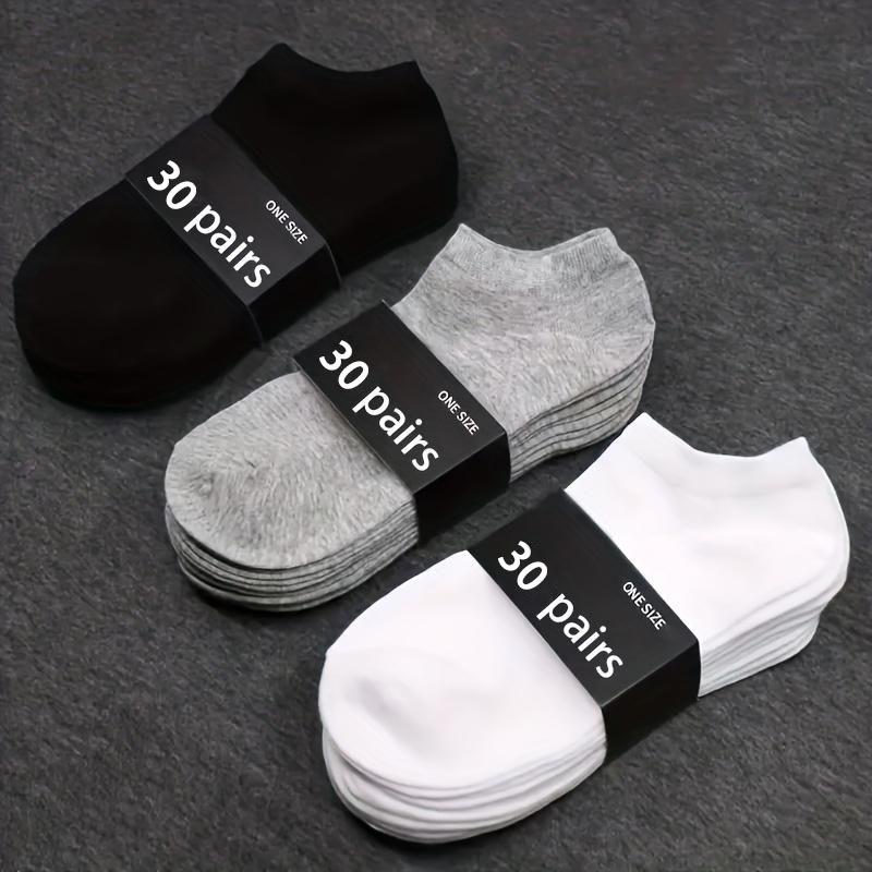 

30pcs Breathable Ankle Socks - Comfortable & Odor-resistant, Solid Color Low-cut Socks For Sports Shoes, Casual Attire - Polyester, /gray