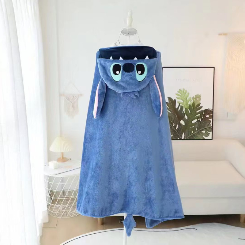 

New Cartoon Themed Plush Shawl, Cute Cloak Hooded, Office Nap Aircondition Soft Small Blanket, Lounge Chair Sofa Towel, Portable Accessories