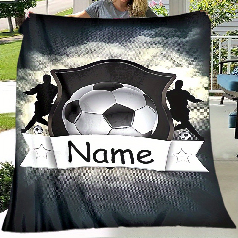 

Customized Customer Name Blanket Vibrant Football Blanket Xmax Soft Blanket Personalized Gift Suitable For Camping Sofa And Home Decoration, Christmas Decor