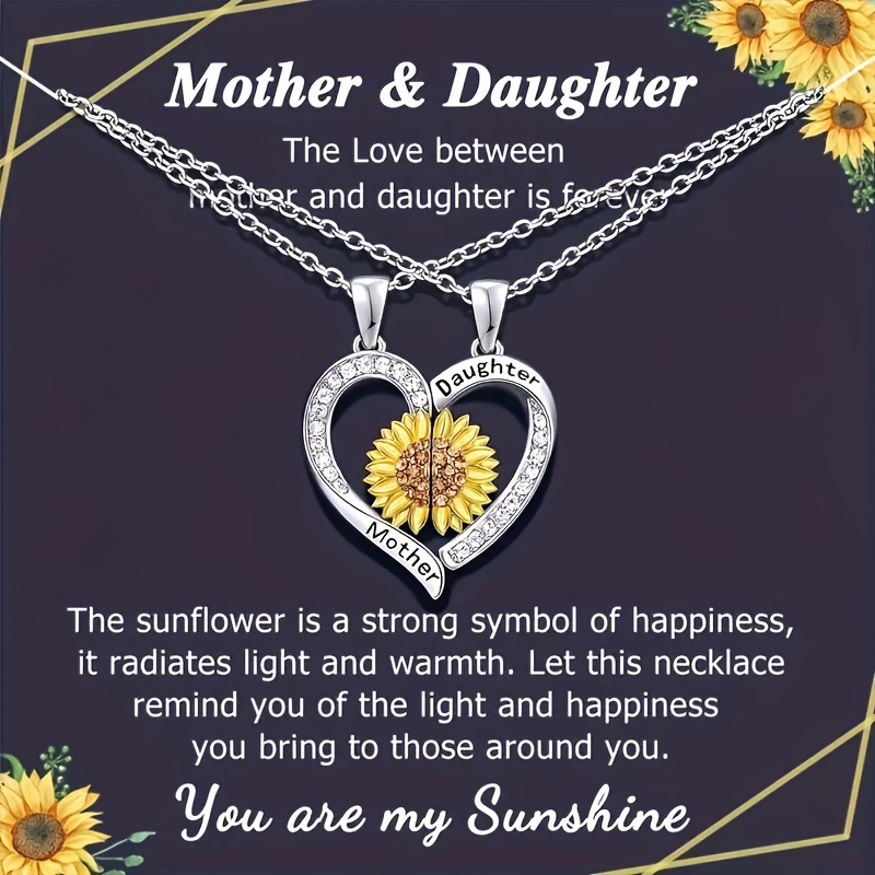 

2 Sunflowers Love Pendant Necklace Gift For Mom Necklace Gift