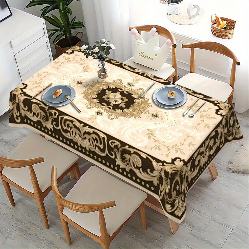 

Bohemian Style Waterproof And Stain Resistant Polyester Tablecloth, Wrinkle-free, Woven Rectangle Table Cover For Dining, Party, Buffet, And Wedding, Machine Made