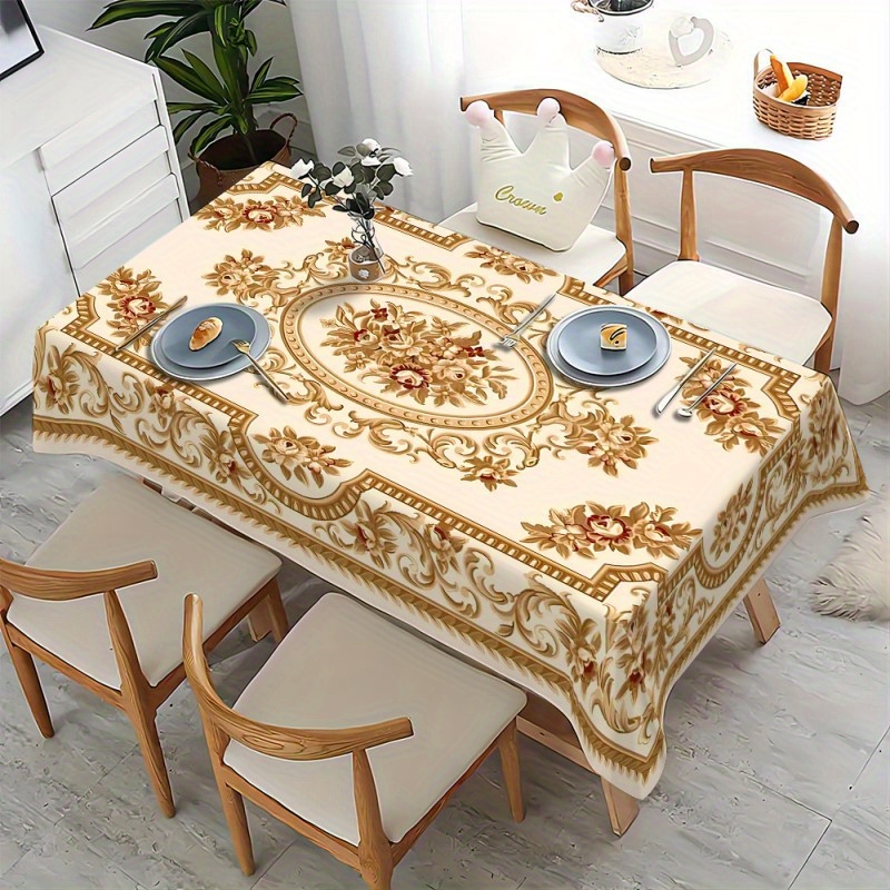 

Bohemian Style Waterproof, Stain-resistant, Wrinkle-free Polyester Tablecloth For Dining, Parties, Buffets, And Weddings - Woven Rectangular Machine Made Table Cover