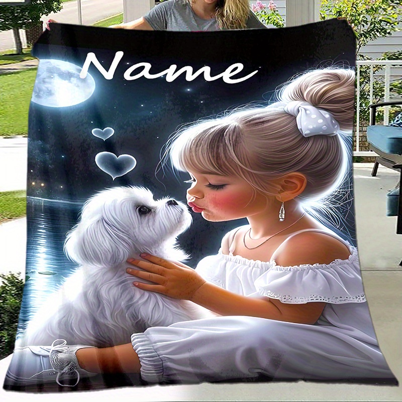 

Customized Name Blanket, Cute Girl Print, Xmax Soft Flannel, , Polyester, Contemporary Style, , For Office, Lunch , Outdoor, Travel, Camping, Sofa, Home Decor, Christmas Decor