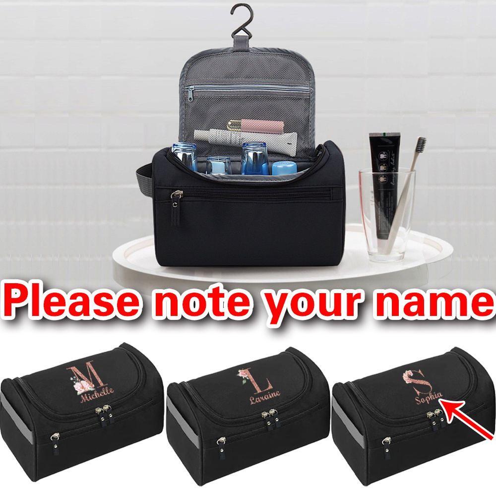 

Custom Name Embroidered Toiletry Bag For Men - Organizer With Hanging Hook, Stain & Water-resistant Canvas, Lightweight With Zipper Closure, Hand Washable Personalized Cosmetic Wash Pouch