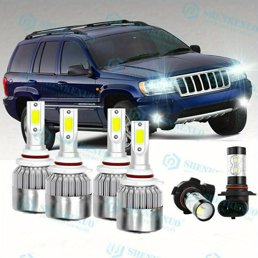 

For Jeep Grand Cherokee 1999-2004 Led Headlight Hi/ Low Beam Fog Light Bulbs Combo, Pack Of 6