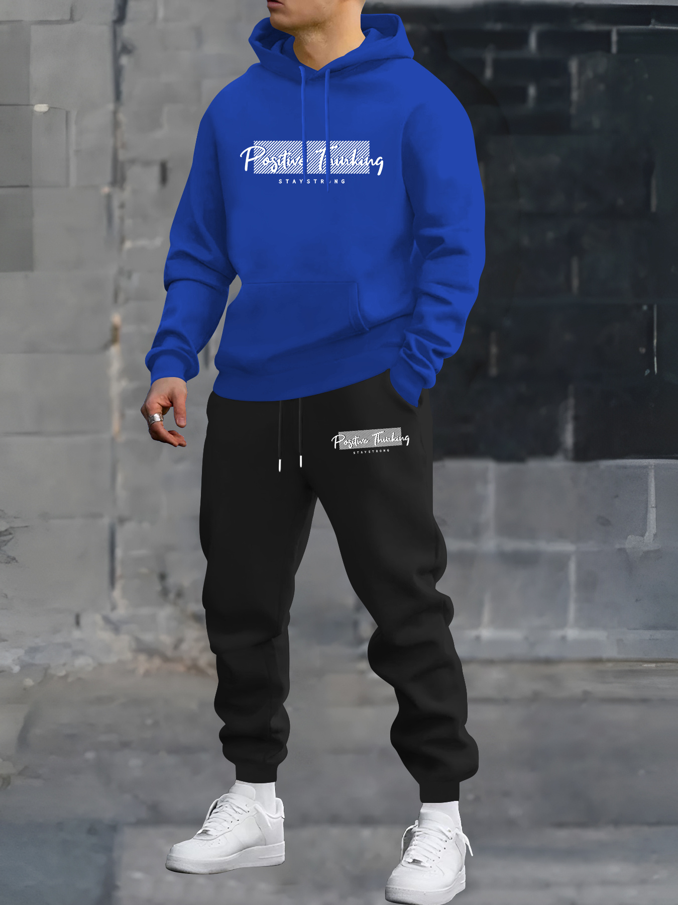 herbst/winter herren casual kapuzen sweatshirt set – strick Temu