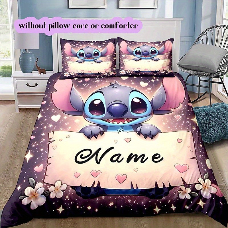 

Stitch 3d Name Custom Bedding - Print Cover Cartoon Quilt Cover For Bedroom Decor - Bedclothes - Christmas Gifts (1 * Duvet Cover + 2 * Pillowcases, Without )