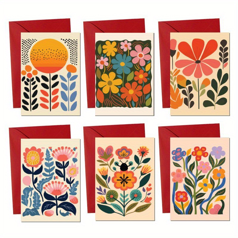 TEMU Set Of 12 Greeting Cards Featuring 6 Different Designs, With 2 Cards For Each Design. Includes Blank Cards And Envelopes, Suitable For Various