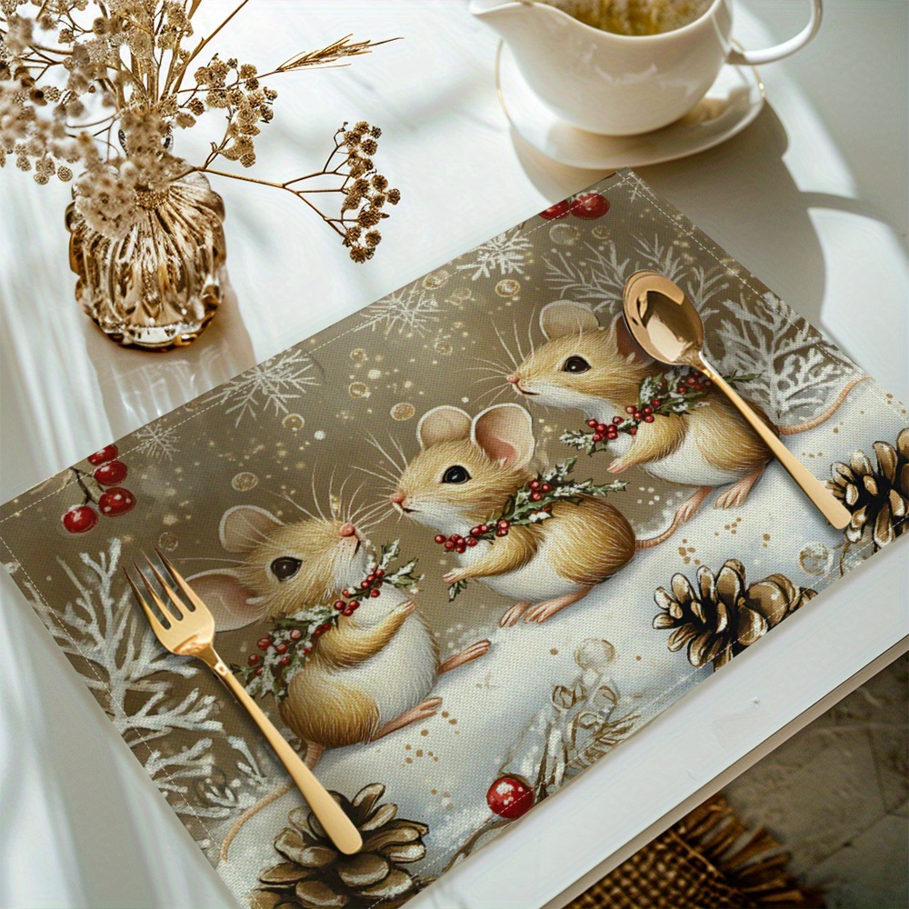 

Ensemble de 4 Sets de Table Motif Souris de Noël - Sets de Table en Polyester Lavables pour la Décoration de la Table et de pendant les Fêtes par Suige Home