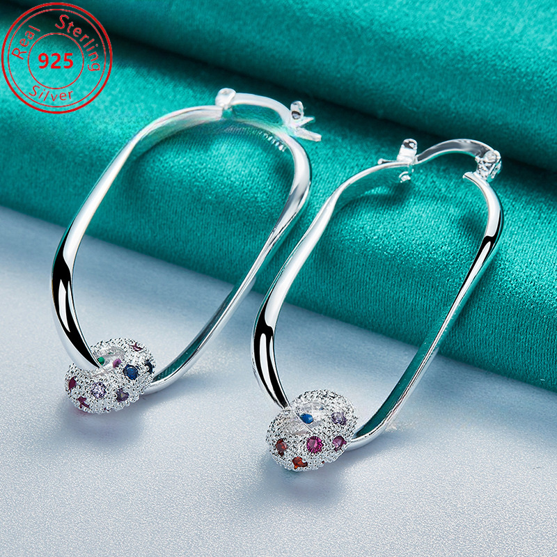 

A Pair Of S925 Sterling Silver Synthetic Zirconia Earrings - Low Allergenicity - Sexy And Elegant Style With Sparkling Zirconia - Suitable For And Parties - A Perfect Gift For Female Charm