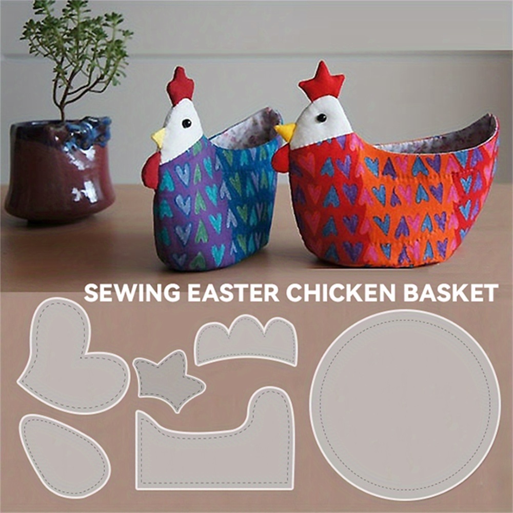 

1 Set Easter Chicken Basket Diy Craft Kit - Acrylic Quilting & Sewing Templates With Ruler, Stencil For Decorative Egg Baskets, White, Sewing Projects| Design| Ruler, Basket Making Kit