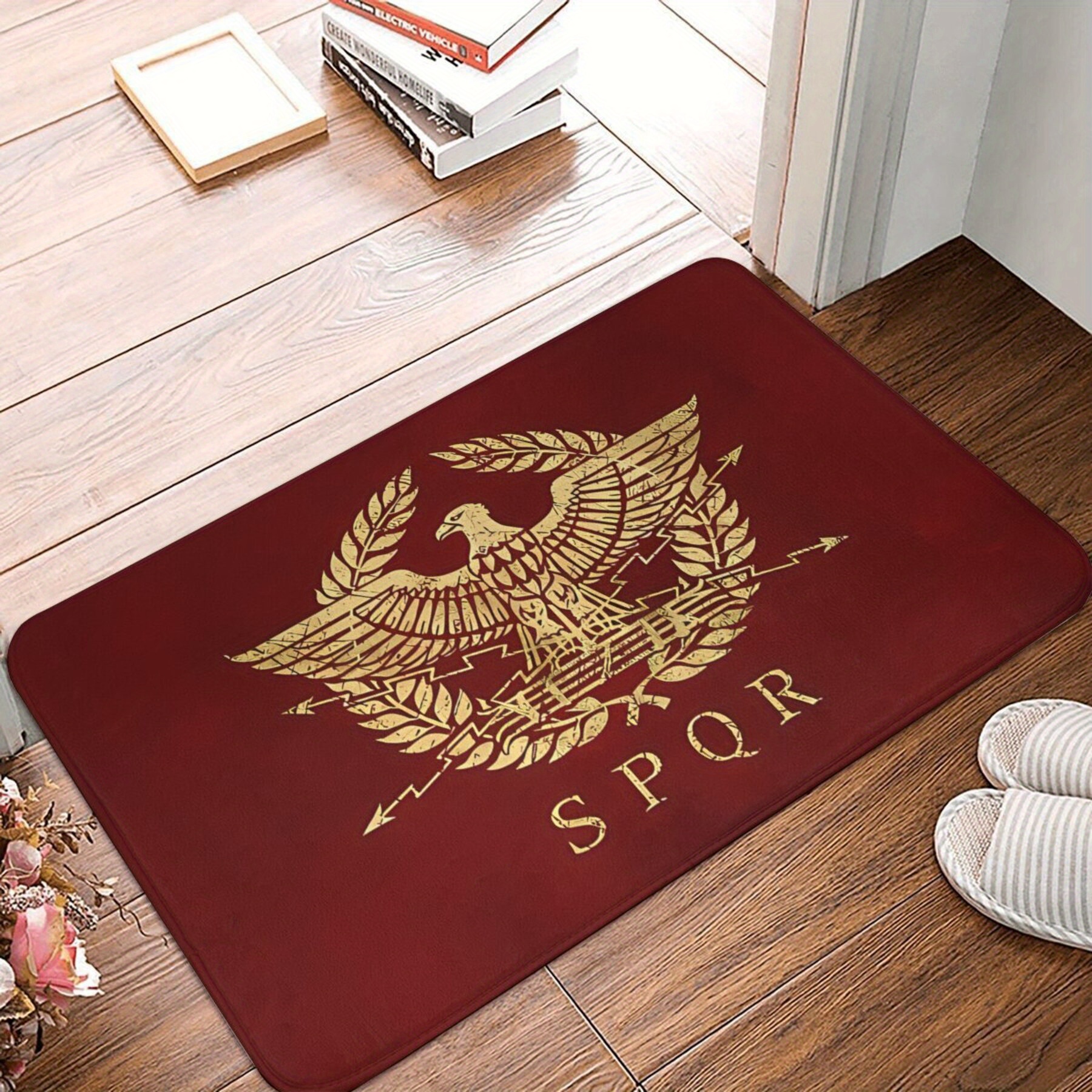 

Roman Empire Emblem Anti-slip Doormat – Lightweight, Machine Washable, Polyester Rectangular Floor Mat For Living Room, Bathroom, Entrance, And Balcony – Home Decor Carpet